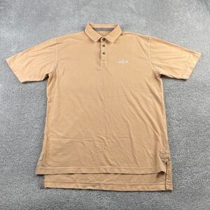 Orvis Polo Shirt Mens Medium Orange Trout Fish Logo‎ Cotton Outdoors